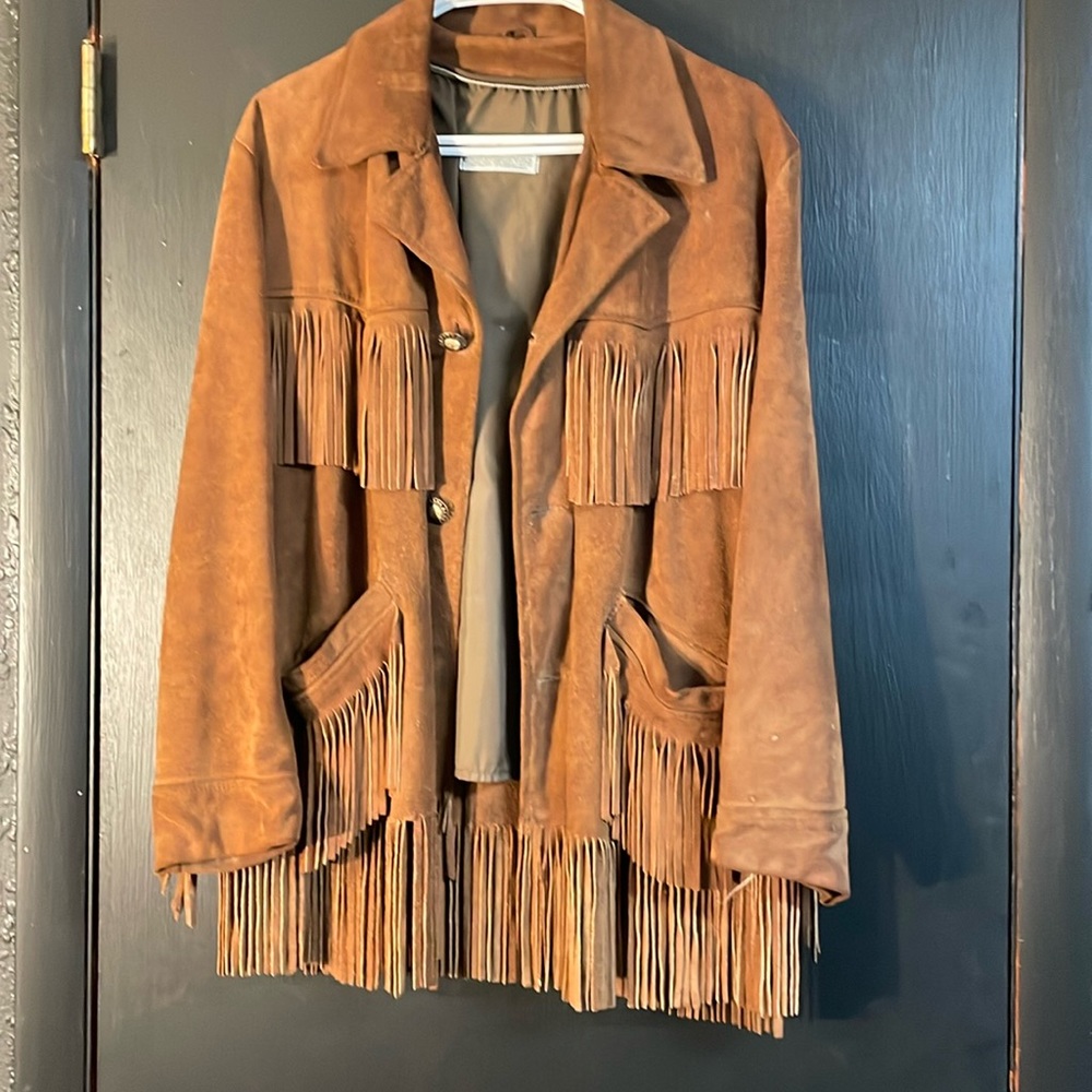 Vintage leather fringe jacket